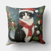 雪の中のタキシード猫 クッション (裏面)