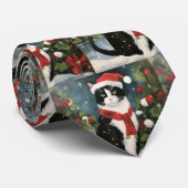 雪の中のタキシード猫 ネクタイ (ロール)