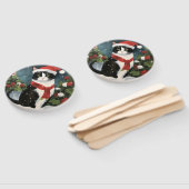 雪の中のタキシード猫 ハンドファン (組立なし)