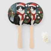 雪の中のタキシード猫 ハンドファン (正面&裏面)