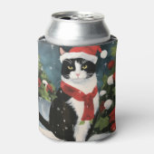 雪の中のタキシード猫 缶クーラー (缶正面)