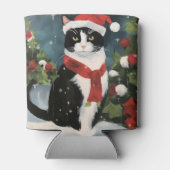 雪の中のタキシード猫 缶クーラー (裏面)