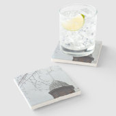 雪の中のタバナクルクロス – Martha's Vineyard ストーンコースター (横)