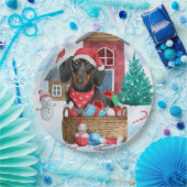 雪の中のダックスシュント犬の家 ペーパープレート (パーティー)