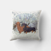 雪の中のダックスフント クッション (裏面)