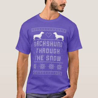 雪の中のダックスフント クリスマスのセーター Tシャツ