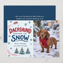 雪の中のダックスフント クリスマスフォトカード シーズンカード