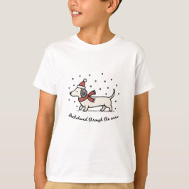雪の中のダックスフント - クリスマスTシャツ Tシャツ