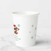 雪の中のダックスフント 子犬 クリスマス 紙コップ (左)