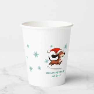 雪の中のダックスフント 子犬 クリスマス 紙コップ