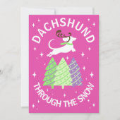 雪の中のダックスフント 楽しい犬のクリスマスカード 招待状 (正面)