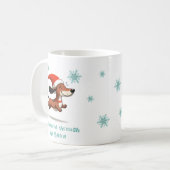 雪の中のダックスフンド 子犬 クリスマス コーヒーマグカップ (正面左)
