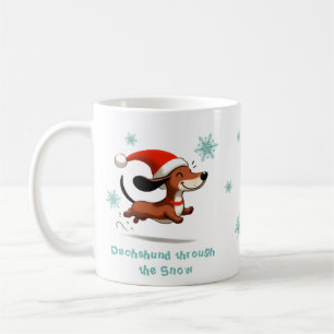 雪の中のダックスフンド 子犬 クリスマス コーヒーマグカップ