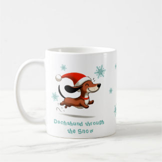 雪の中のダックスフンド 子犬 クリスマス コーヒーマグカップ