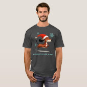 雪の中のダックスフンド 子犬 クリスマス Tシャツ (正面フル)