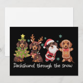 雪の中のダックスフンド 面白いクリスマス犬 シーズンカード (正面/裏面)
