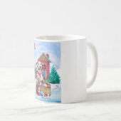 雪の中のダルマチアン犬クリスマスドッグハウス コーヒーマグカップ (正面右)