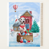 雪の中のダルマチアン犬クリスマスドッグハウス プランナー手帳 (裏面)