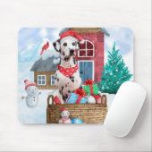 雪の中のダルマチアン犬クリスマスドッグハウス マウスパッド (マウス)