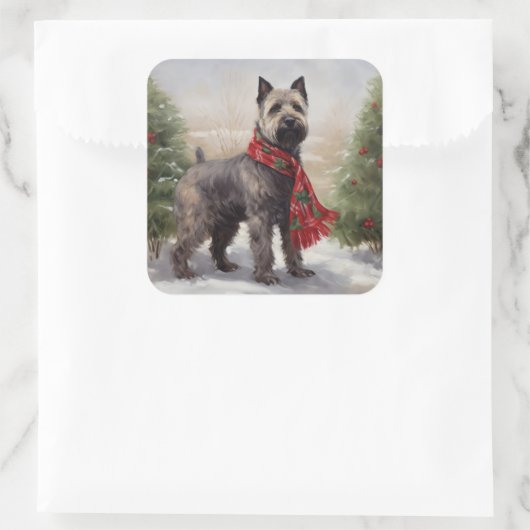 雪の中のチェサピーク犬 スクエアシール (バッグ)