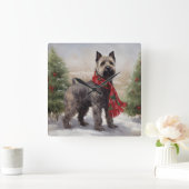 雪の中のチェサピーク犬 スクエア壁時計 (ホーム)