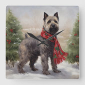 雪の中のチェサピーク犬 スクエア壁時計 (正面)