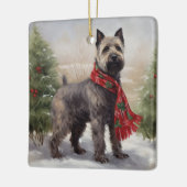 雪の中のチェサピーク犬 セラミックオーナメント (左)