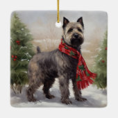 雪の中のチェサピーク犬 セラミックオーナメント (裏面)