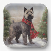 雪の中のチェサピーク犬 ペーパープレート (正面)