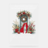 雪の中のチャペル冬の歓迎フロステッド アクリルサイン (正面)