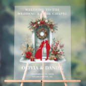 雪の中のチャペル冬の歓迎フロステッド アクリルサイン (ニュートラル)