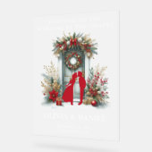 雪の中のチャペル冬の歓迎フロステッド アクリルサイン (傾斜)