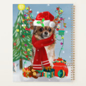 雪の中のチワワ犬とクリスマスプレゼント プランナー手帳 (裏面)