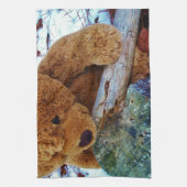 雪の中のテディベア キッチンタオル (縦)