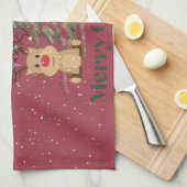 雪の中のトナカイ キッチンタオル (四つ折り)