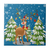 雪の中のトナカイ タイル (正面)