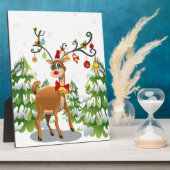 雪の中のトナカイ フォトプラーク (側面)