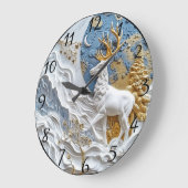 雪の中のトナカイ ラージ壁時計 (傾斜)