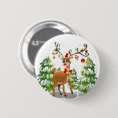 雪の中のトナカイ 缶バッジ (正面&裏面)