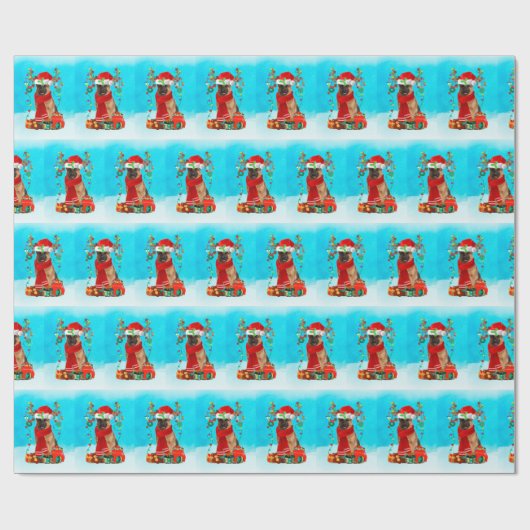 雪の中のドイツの羊飼いクリスマスの贈り物 ラッピングペーパー (フラット)