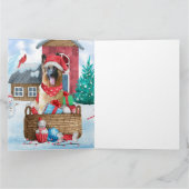 雪の中のドイツの羊飼い犬クリスマスドッグハウス カード (内部)