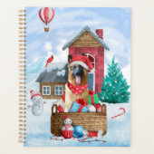 雪の中のドイツの羊飼い犬クリスマスドッグハウス プランナー手帳 (正面)