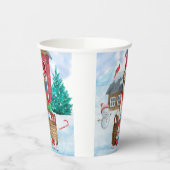 雪の中のドイツの羊飼い犬クリスマスドッグハウス 紙コップ (左)