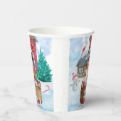 雪の中のドイツの羊飼い犬クリスマスドッグハウス 紙コップ (右)