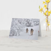 『雪の中のドイツの羊飼い犬ランニング二匹の救出』 カード (黄色い花)