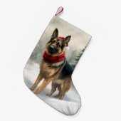 雪の中のドイツの羊飼い犬 スモールクリスマスストッキング (正面 (吊り時))