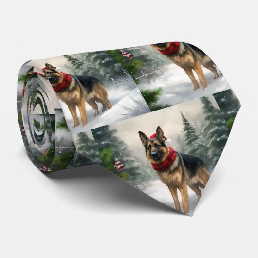 雪の中のドイツの羊飼い犬 ネクタイ (ロール)