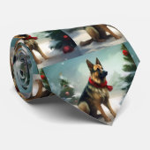 雪の中のドイツの羊飼い犬 ネクタイ (ロール)