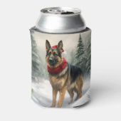 雪の中のドイツの羊飼い犬 缶クーラー (缶裏面)