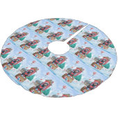 雪の中のドバーマンドッグのクリスマスドッグハウス ブラッシュドポリエステルツリースカート (アングル)